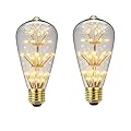 Edearkar ST64 LED Edison Bulbs E26 2W Equivalent 20W, Gypsophila Vintage Clear Glass Style, Warm White 2200K, 200 Lumens, ST64 Decorative Lights, E26 Medium Base, Dimmable, 2 Pack