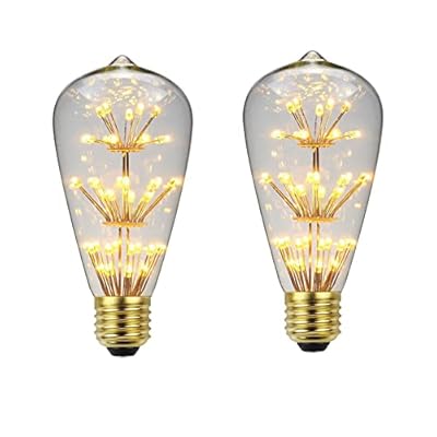Edearkar ST64 LED Edison Bulbs E26 2W Equivalent 20W, Gypsophila Vintage Clear Glass Style, Warm White 2200K, 200 Lumens, ST64 Decorative Lights, E26 Medium Base, Dimmable, 2 Pack
