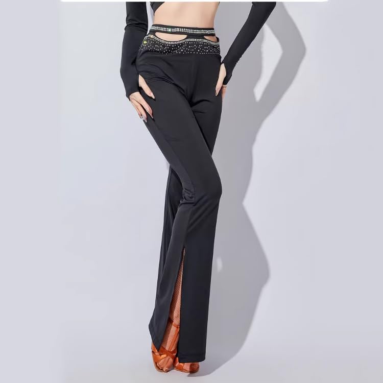 Women's Latin Dancing Trousers Salsa Performance Costume Tango Training Outfit Cha Cha Performance Pants Side Split