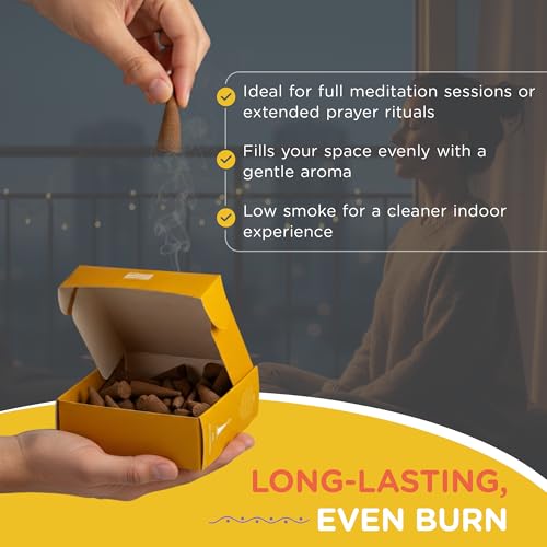 Image of HelpUsGreen Natural Dhoop Cones Eucalyptus and Mogra (80 Cones Pack of 2)|Charcoal Free Organic Low Smoke Long Lasting Incense Cones for Pooja Samagri, Home Fragrance, Meditation|Free Ceramic Holder