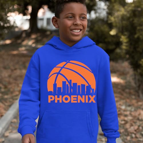 Phoenix Basketball Sunset City Skyline Youth-Sized Hoodie, Soft Fleece, Graphic Design2