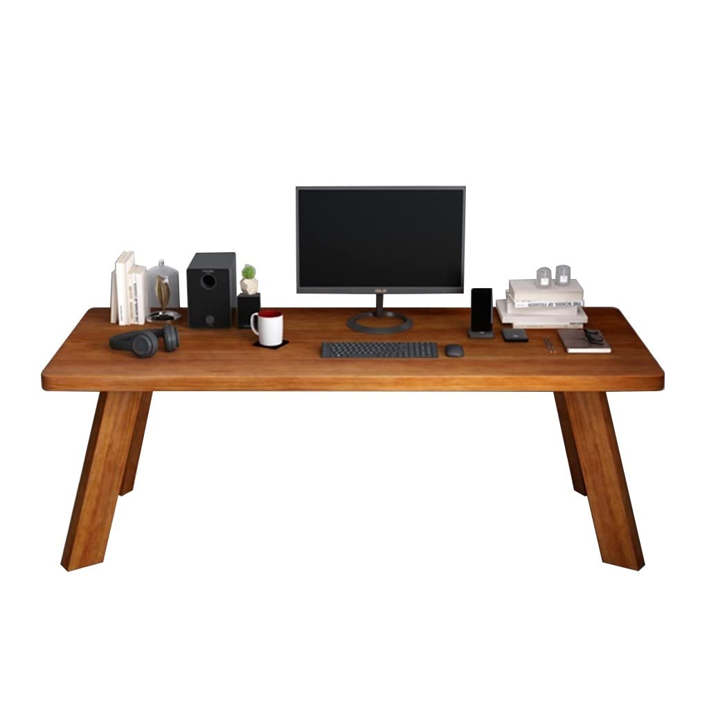 JOMRTS Rectangular Solid Wood Computer Desk, The Desktop Thickness is 5cm, Simple Bedroom Office Study Desk (180x60x75cm)