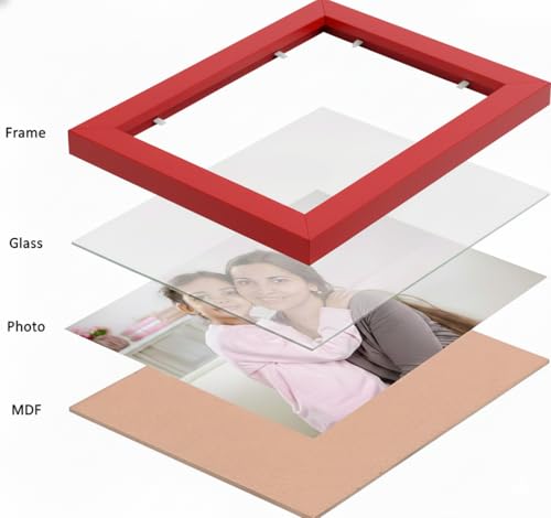 Image of Stuthi Arts Premium 4x4 Inch (10x10 cm) Table Top Photo Frame, Set of 6, Elegant Desk Decor Set, Gallery, MDF with Glass Front (Red, 4x4 inch)
