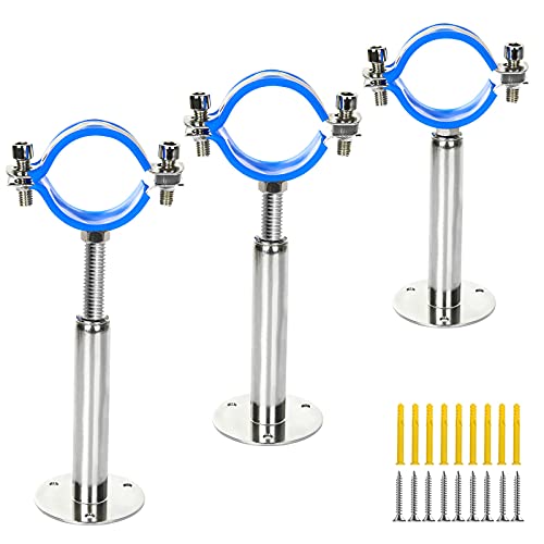 Holdware 3Pcs Adjustable Pipe Support Bracket Clamp Pipe 2 Inch Strap Stainless Steel Wall Mount Ceiling Mount Pipe Supports With Screws For Fix Dia 2Inch Pipe Tube Or Rod #TOP25