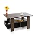 Furinno Coffee Table with Bins, Dark Brown/Black