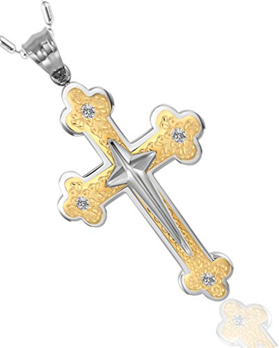 Aienid Necklace Cross For Men Women Stainless Steel High Polish Flower Pendant With Chain #TOP3