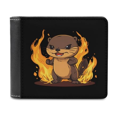 Angry Fire Otter Fashion Bifold Wallets for Men Women Slim & Thin Credit Card Holder Wallet Purse