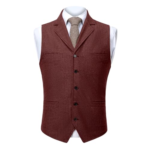 Mens Business Dress Suit Vest Classic Lapel Single Breasted Casual Vintage Waistcoat For Party Wedding Prom