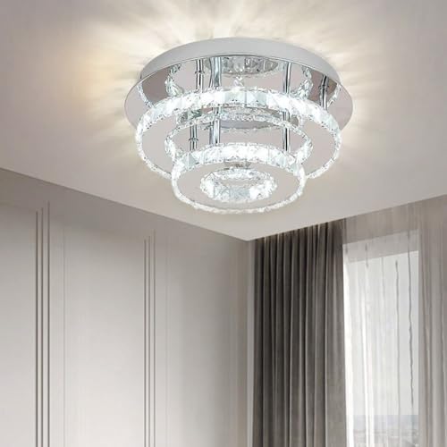 Lustre plafond pendentif cristal LED blanc réglable avec télécommande sans fil - 2