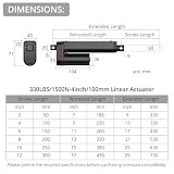 Justech Napęd liniowy DC 12 V 1500N 100 mm liniowy silnik samoczynny automatyczny otwieracz drzwi elektryczny RV budowa maszyn rolniczych przemysłowych pojazdy-czarny