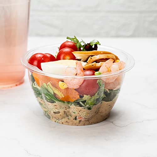 Restaurantware Thermo Tek 16 Ounce Disposable Salad Bowls 500 Round Deli Bowls - Avoids Cracks And Leaks Sustainable, Clear Plastic Salad Container Bowls, For Hot And Cold Foods Lids Sold Separately #TOP3