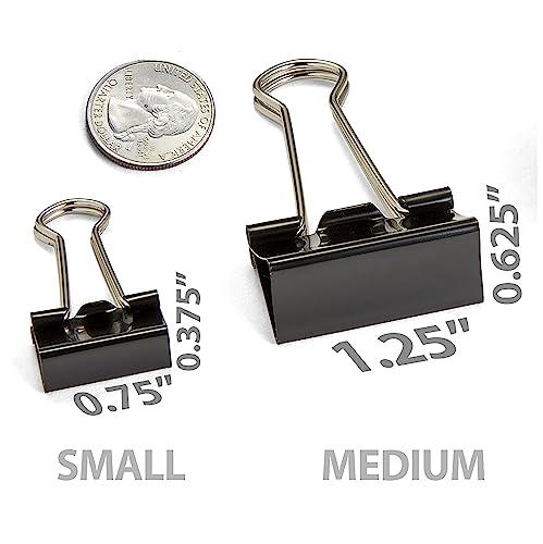 Officemate Assorted Size, 50 Small/10 Medium, Binder Clips, 