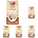 El Granero integral - Copos de 5 Cereales Ecológicos de 500 g - Sin Azúcar Añadido - Aptos para Veganos - Incluye Copos de Avena, Trigo, Cebada, Centeno Integral y Maíz Malteado (Paquete de 5)