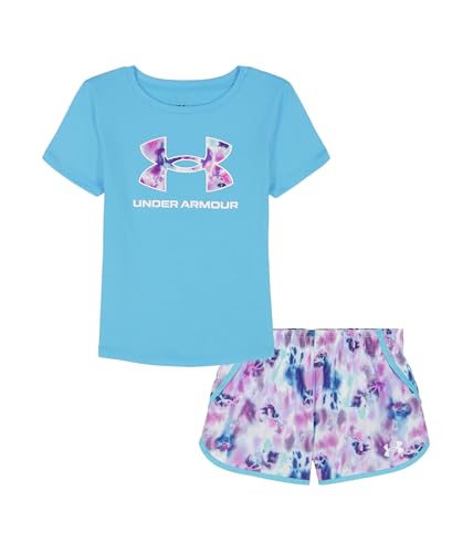 Image of Under Armour Girl's 2-piece Short Sleeve Tee and Shorts Set, Lightweight and Comfortable