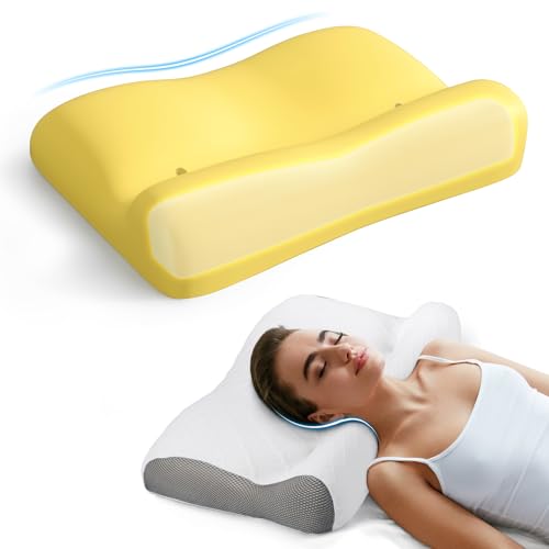 Memory Foam Bed Pillow for Sleeping, Ergonomic Cervical Neck Support Orthopedic Contour Pillow for Side Back Stomach Sleeper, Neck and Shoulder Pain Relief Anti Snoring Pillow (Firm, 1) 1 Fi