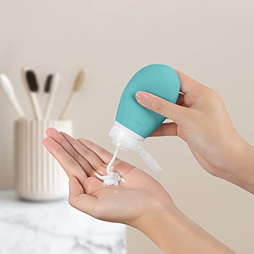 Opret 3 Stück Silikon Reiseflaschen Set, 60ml Auslaufsicher Nachfüllbare Portable Reise Container für Shampoo Creme Spülung, BPA-frei und TSA-geprüft