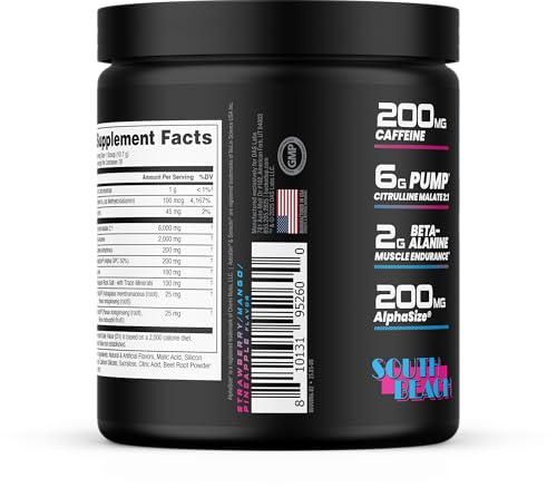 Image of Bucked Up Pre Workout South Beach | 200mg Caffeine with Citrulline Malate Beta Alanine AlphaSize and Taurine | Pre Workout Powder (30 Servings)