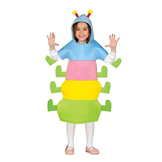Guirca - Disfraz de gusano, para niños de 5-6 años, multicolor (83210)