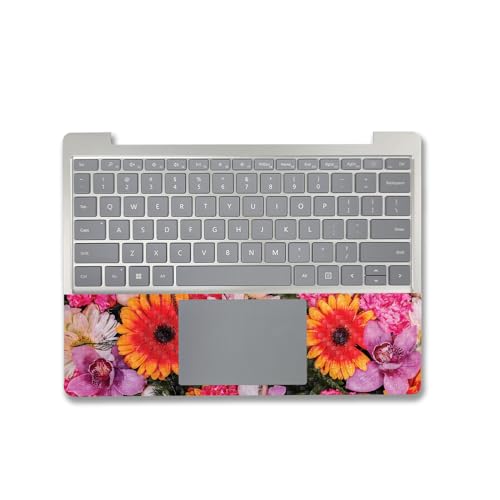 Image of MightySkins Carbon Fiber Skin Compatible with Microsoft Surface Laptop Go 3 (2023) Full Wrap Kit - Watered Flowers | Protective, Durable Textured Carbon Fiber Finish | Easy to Apply | Made in The USA