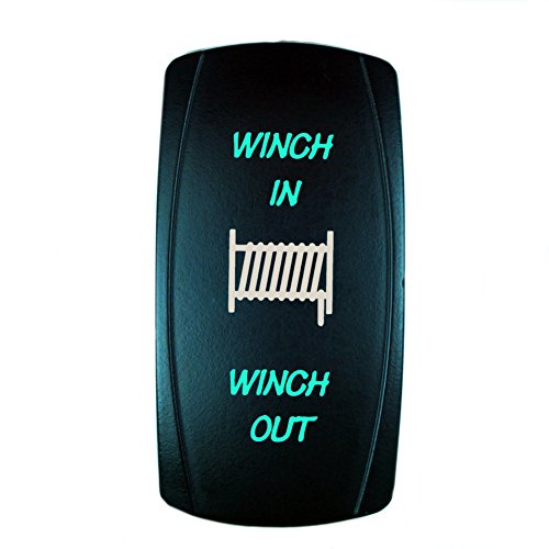 STVMotorsports Laser Green Momentary Rocker Switch Winch in/Out 20A 12V (ON)-Off-(ON) LED Lighted for Car Truck Boat ATV UTV