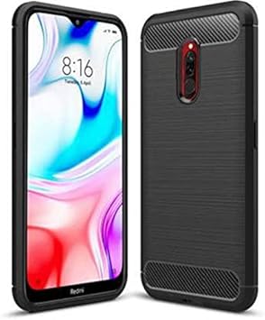 BHRCHR Carbon Fiber Hybrid Armor Shock Proof TPU Back Case Cover for�Mi Redmi 8