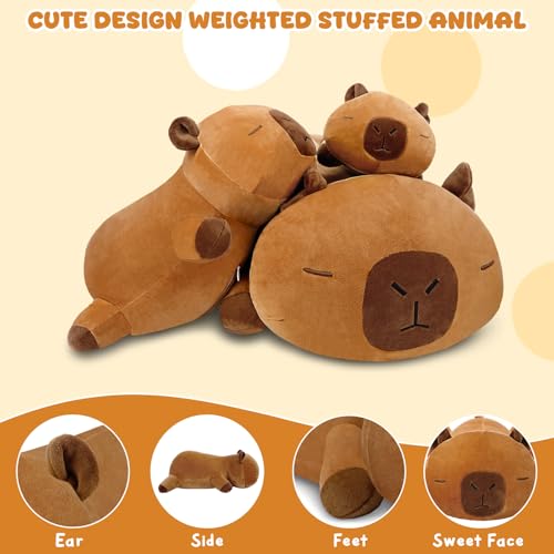 Image of TOYSYM Weighted Stuffed Animals, Capybara Plush with Weighted Beads, Cute Capybara Stuffed Animals Pillow Gifts for Adults Kids Boys Girls