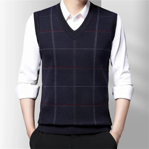 Men's Thick Knitted Sweater Vest V-Neck Sleeveless Pullover Casual Warm Tank Top for Autumn Winter3