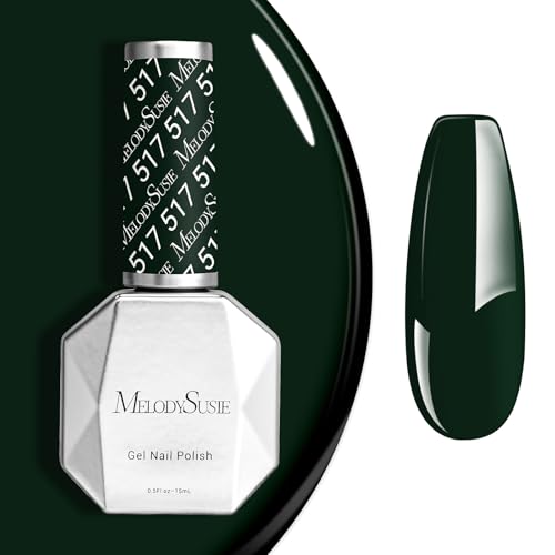Image of MelodySusie Black Gel Nail Polish, 0.5 Fl Oz Blackish Green Gel Polish Soak Off UV LED Nail Lamp Black Green Gel Polish Christmas Gift for Women Nail Art Starter Manicure Salon DIY At Home-517-A2001