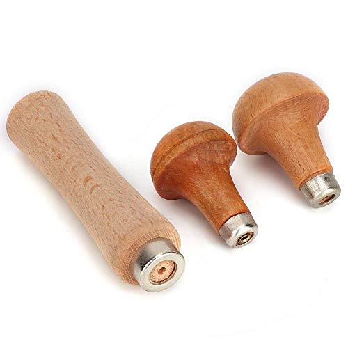 Salmue 3Pcs Wooden Handle For File Cutting Tool Craft Diy Hand Tools Screw-On Wooden File Handle For Shaving And Debarking Wood Carving #TOP27