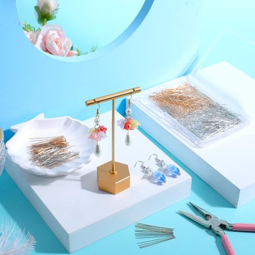 SOFPLATE 1 Box 600Pcs Fine Straight Pins Sewing 40mm Long Flat Head Pin Brass Headpins Bulk Gold Silver jewellery Findings Pins for jewellery Making Accessories DIY Dangle Earring Crafts Women Supplie - Image 4