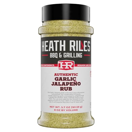 Heath Riles BBQ Rub - Garlic Jalapeño Seasoning, Champion Pitmaster Recipe, Legendary Rubs For Smoking & Grilling, 70+ BBQ Championships, 8 oz.