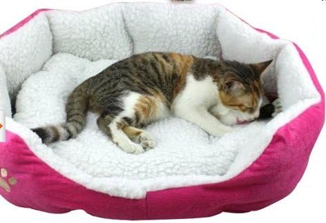 Pet house Soft Warm Indoor Pet Puppy Sherpa Cotton Bed, pink, 60 x 55cm