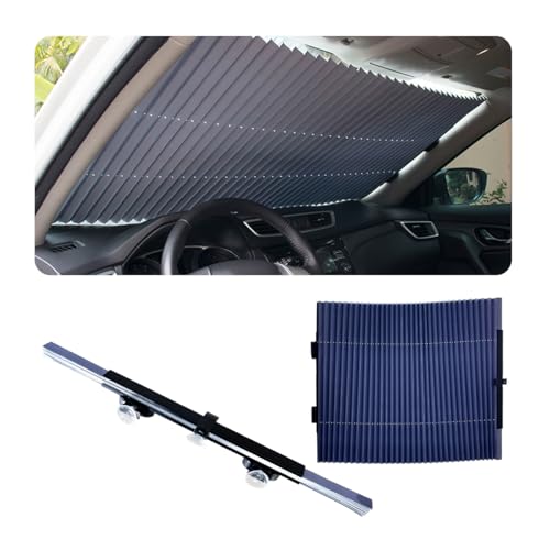 Suvnie Retractable Windshield Sun Shade for Car 27 Inch Sunshade Protector Blocks 99% UV Rays to Keep Your Car Cool Car Accessories for Window Sun Protection with Suction Cups