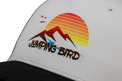 Foto von Jumping Bird Trucker Cap (Schwarz/Weiß) • Mesh Cap für Herren & Damen • Sunset Druck • Retro Style Kappen • Netzcap atmungsaktiv