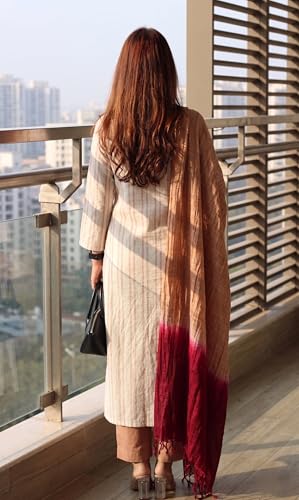Image of GoSriKi Kurta Set for Women Viscose Printed | Kurti Set for Woman | Kurta Pant Dupatta 3 Piece Outfit | V Neck 3 /4 Sleeve Straight Fit Ethnic Dress Stylish Clothing