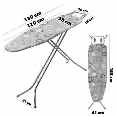 KADAX großes Bügelbrett 120x38cm - Stabiler Bügeltisch für Dampfbügelstation, klappbar...