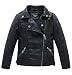 LOKTARC Boys Girls Spring Moto Faux Leather Jackets with Oblique Zipper Black 8-9T
