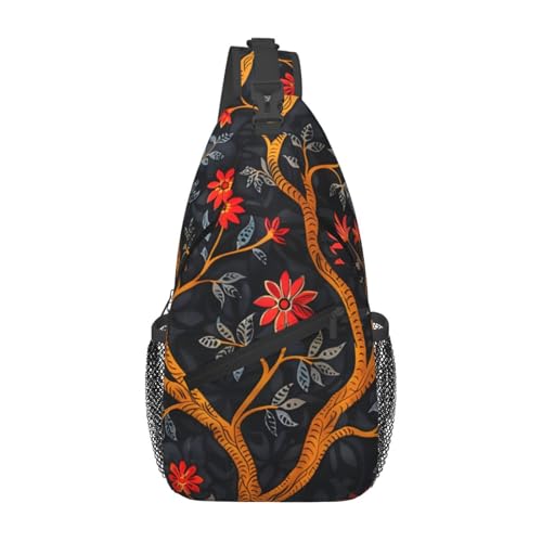 Mochila cruzada artística con flores para mujer y hombre miniatura 1