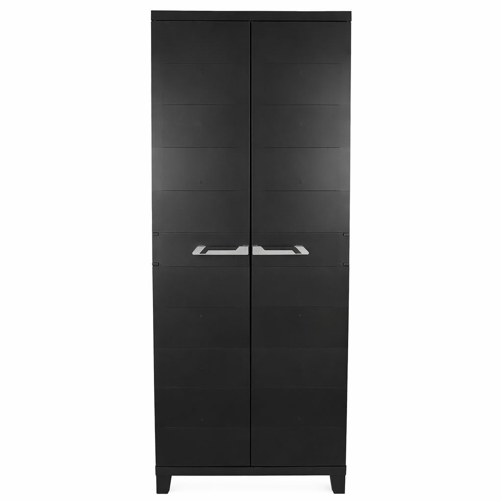 Ondis24 Kunststoffschrank Prime Beistellschrank mit 3 Böden verstellbar 15 kg Schwarz Abschließbar Mehrzweckschrank für Haushalt, Keller & Abstellraum (Schloss Nicht enthalten) (172cm)