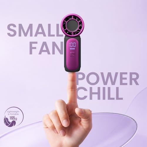 Image of Portronics Toofan Nano Rechargeable Handheld Mini Fan, 3000mAh Battery, 18000 RPM High-Speed Airflow, BLDC Motor, 5 Speed Modes, LED Display, Type-C Fast Charging, For Travel, Office, Makeup & Outdoor