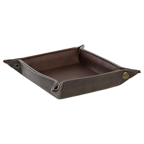 Bandeja vaciabolsillos Piel Color Marron Oscuro 18x18 cm (Marron Oscuro) Cover