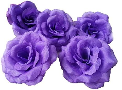 Silk Rose Heads 100 Artificial Flowers Wholesale 8cm for Kissing Balls Pomander Flower Wall Wedding Arch Flowers (Dark Red)