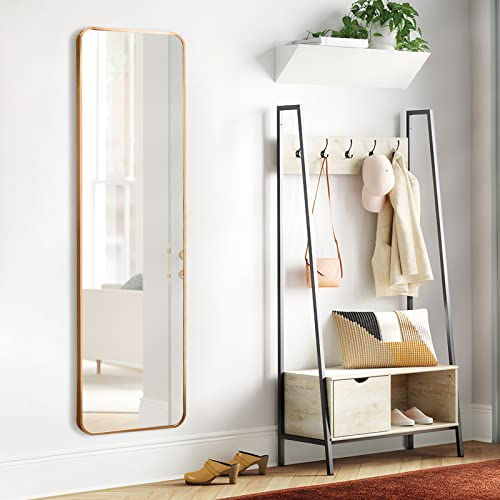 PHAREGE-Brushed-Gold-Mirror-Full-Length-60x18-inch-Bedroom-Full-Body-Size-Standing-Floor-Mirror-Round-Corner-Aluminum-Frame-Rectangle-Wall-Mounted-Mirror-for-Living-Room-Covered-Back