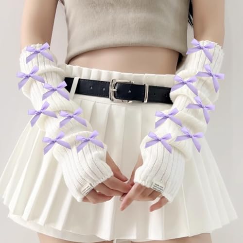 Image of 30pcs Bow Charms for Socks Mini Ribbon Bow Junk Socks Charms Brooch Pins Girly Y2K Decorative Pins for Shoes Shirts Hats Socks Gloves Crafts Coquette Safety Pins Accessories Bulk (Purple)