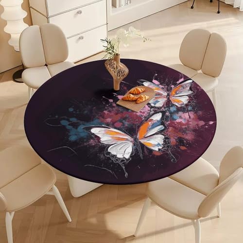 Nappe ronde ajustée imperméable et lavable pour table - 5