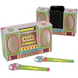 Fun Express 8" x 5" Retro Boom Box Phone Amplifiers with Microphone Props - 12 Pieces