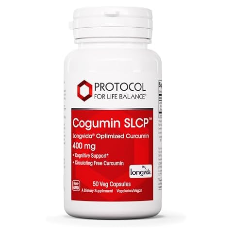 Protocol Cogumin SLCP 400mg Curcumin - Neurological Support* - with Curcuma Longa Extract - Cognitive Support Supplement* - Vegan-Friendly & Non-GMO - 50 Veg Capsules Cover