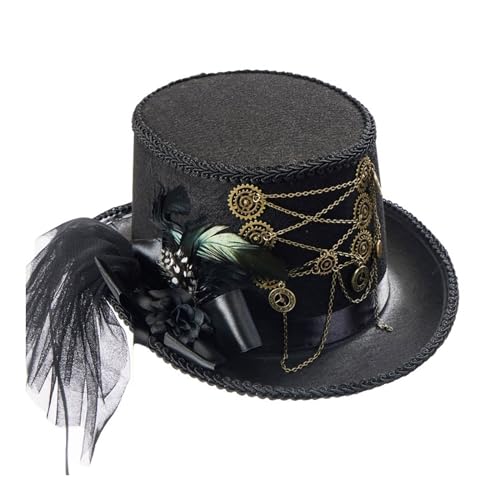 Chapeau steampunk de qualité supérieure avec ornements engrenages et finitions médiévales