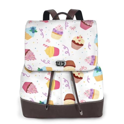 Sac à dos en cuir imprimé Delicious Cupcakes votre allié chic pour le voyage et le bureau