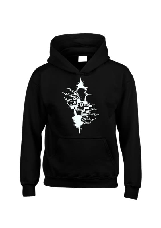 Sweat à capuche imprimé noir et blanc squelette Edward Sinclair XL